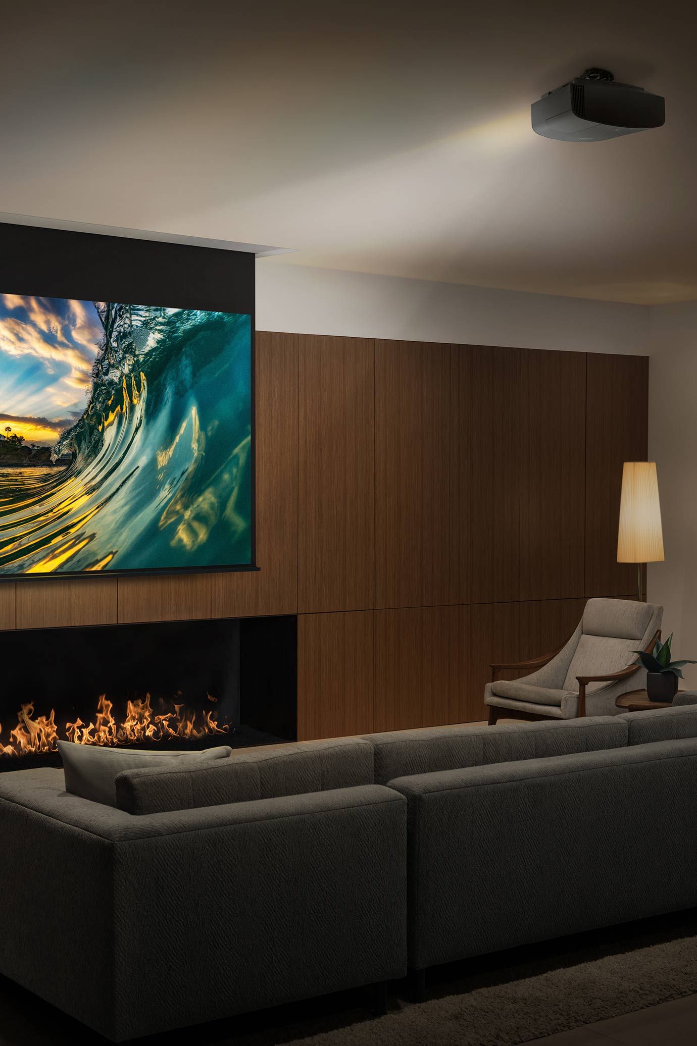 Sony image of a projector and theater screen