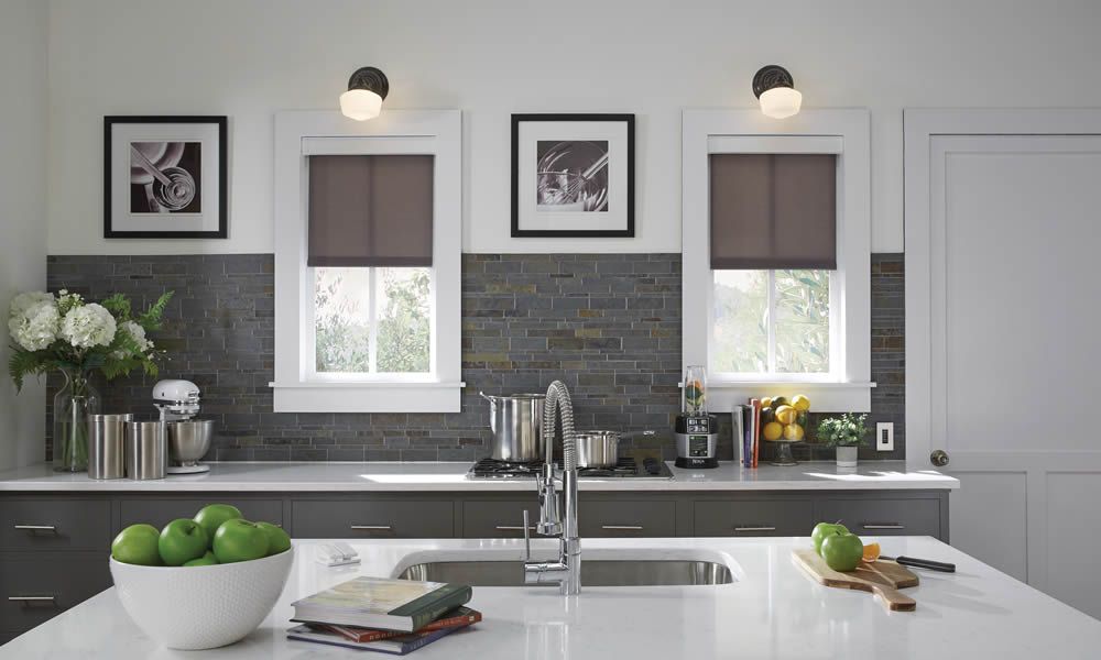 Lutron shades in kitchen