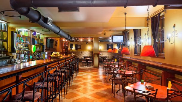 Restaurant with red accents