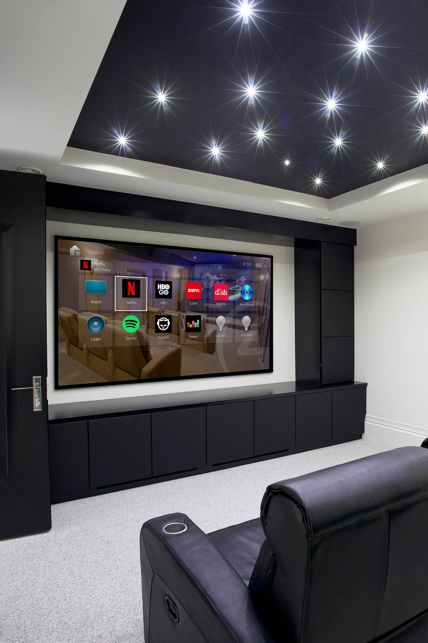Star Ceilings in a home theater with Control4 interface