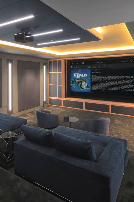 home theater with Nemo interface and LED lighting